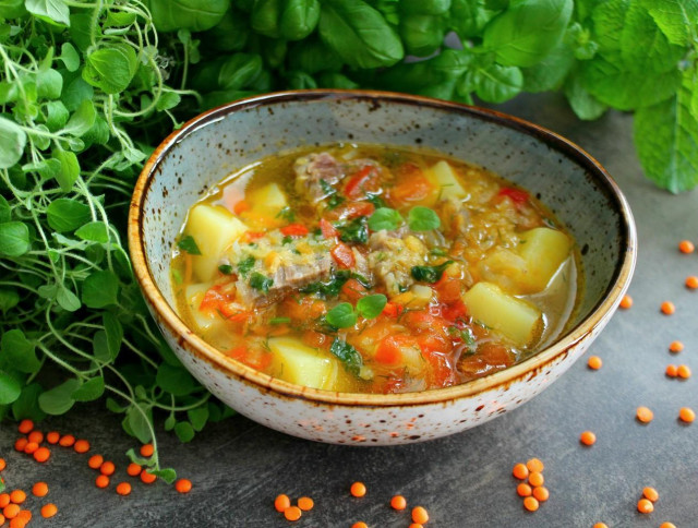 Суп з сочевиці з м'ясом і картоплею рецепт з фото покроково і відео 