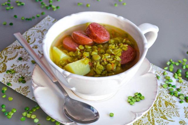 Гороховий суп з копченою ковбасою рецепт з фото покроково і відео 