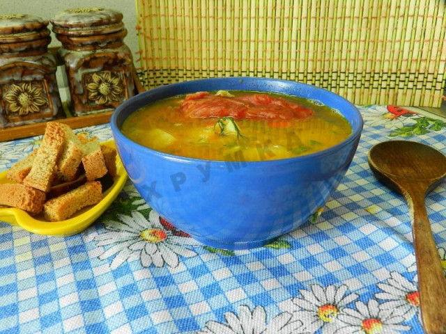 Гороховий суп з копченими реберцями в мультиварці рецепт з фото покроково 