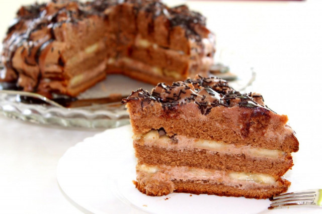 Шоколадно банановий торт в мультиварці рецепт з фото покроково 
