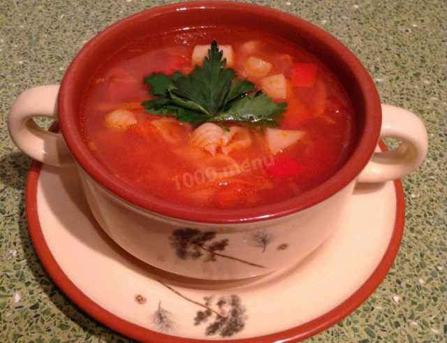Томатний суп з овочами і макаронами в мультиварці рецепт з фото покроково 