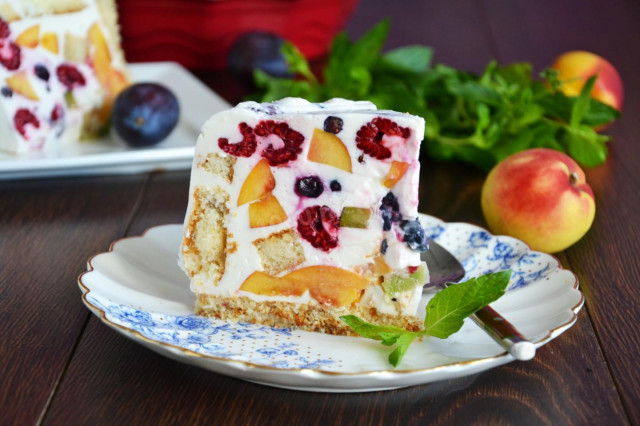 Торт Літній з фруктами ягодами желатином рецепт з фото покроково і відео 
