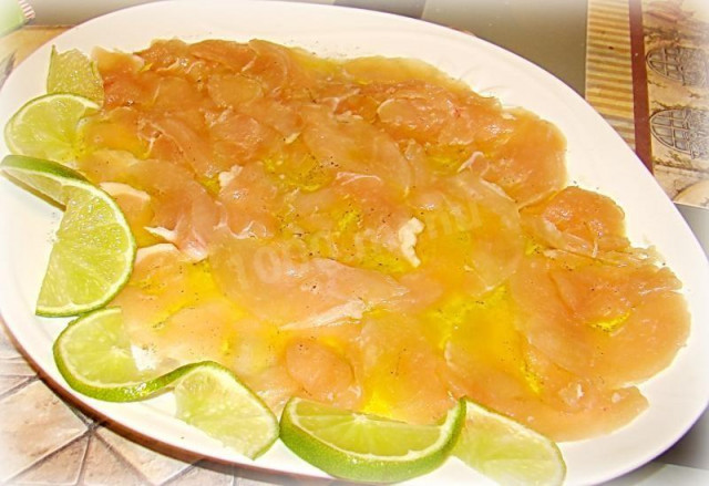 М'ясна тарілка з курячого карпаччо з лимоном і лаймом рецепт з фото покроково 