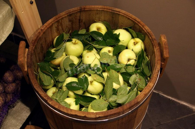 Мочені яблука в бочці на зиму рецепт з фото 