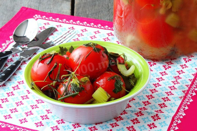 Квашені помідори з зеленню рецепт з фото 