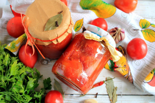 Помідори в томатної заливці на зиму рецепт з фото покроково 