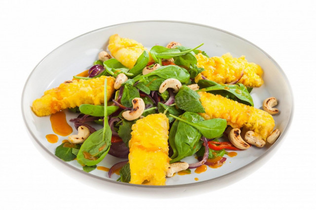 Салат зі шпинату з рибою і обліпиховою соусом рецепт з фото покроково 