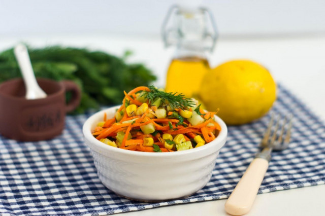 Салат корейська морква огірок Кукурудза рецепт з фото покроково і відео 