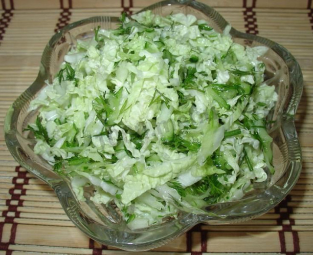 Салат з капусти з зеленою цибулею і кропом рецепт з фото 