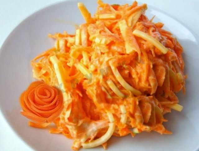 На закуску - салат морква, твердий сир, часник і майонез рецепт з фото 