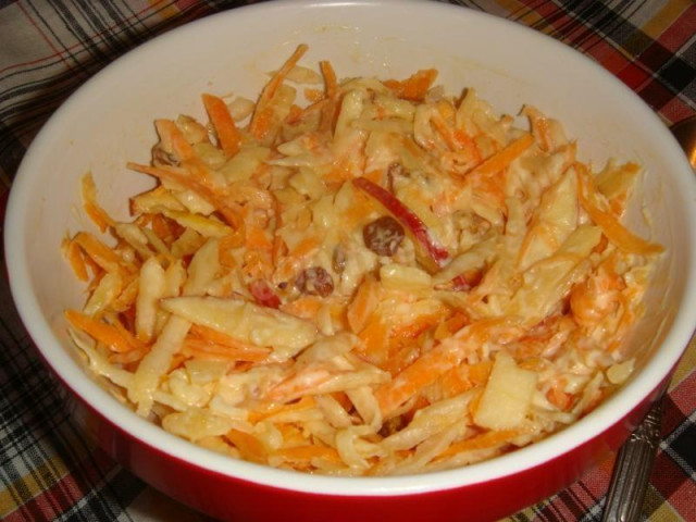 Салат з морквою селерою і родзинками рецепт з фото покроково 