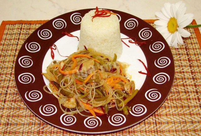 Салат фунчоза з м'ясом і соєвим соусом рецепт з фото покроково 