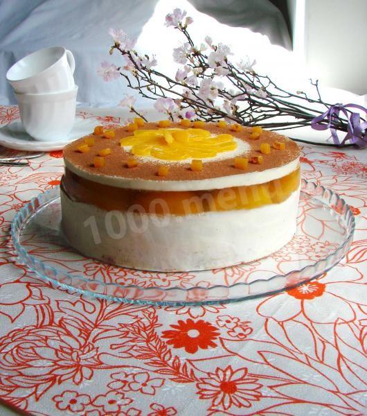 Торт ніжний персик з желатином рецепт з фото покроково 