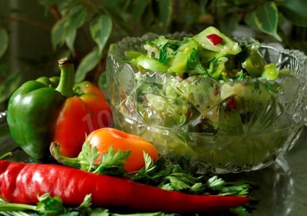 Салат із зелених помідорів гострий рецепт з фото покроково 