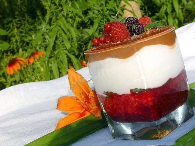 Малиново-сметанний десерт з шоколадом рецепт з фото покроково 