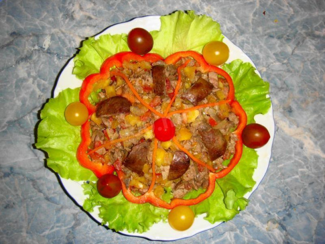 Теплий салат з курячою печінкою і помідорами рецепт з фото покроково 