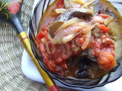 Меживо з баклажан помідор і цибулі рецепт з фото покроково 