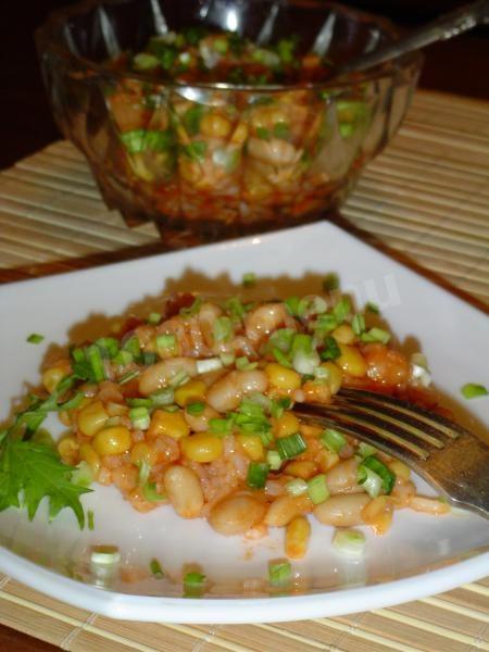 Салат з кукурудзою і рисом квасолею рецепт з фото покроково 