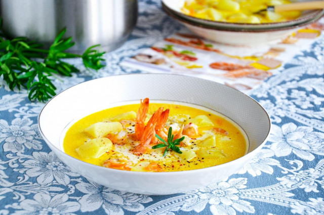Сирний суп з креветками рецепт з фото покроково і відео 