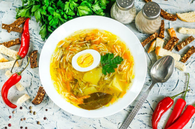 Суп з яйцями і картоплею з вермішеллю рецепт з фото 
