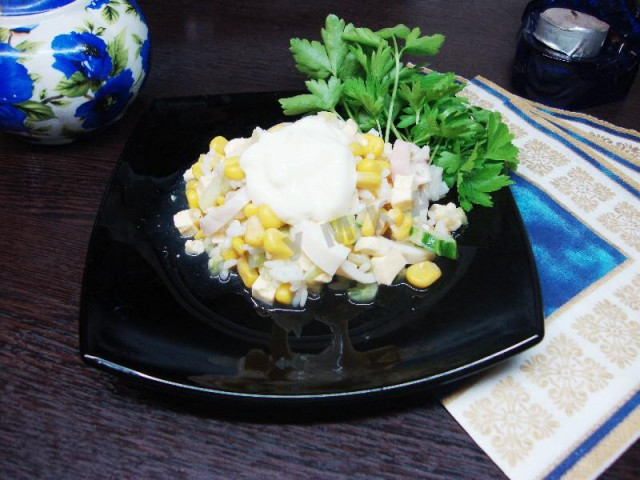 Салат з кальмарами і рисом рецепт з фото покроково 