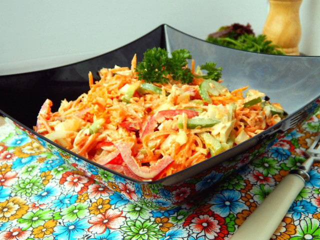 Салат курка корейська морква перець рецепт з фото покроково 