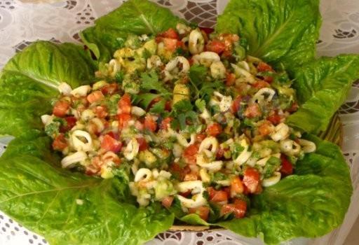 Салат кальмари з авокадо рецепт з фото покроково 