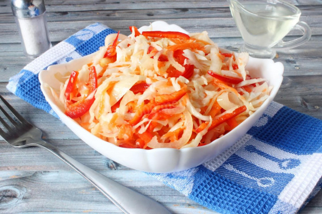 Салат з капусти з болгарським перцем морквою і оцтом ПП рецепт з фото покроково 