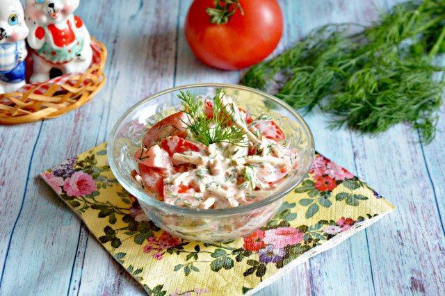Салат з копченим сиром і помідорами рецепт з фото покроково 