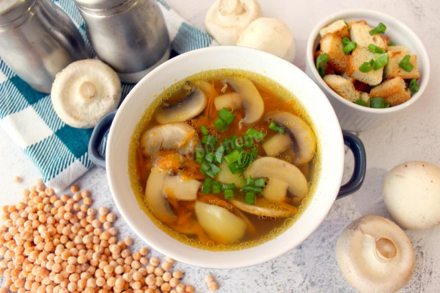 Гороховий суп з грибами рецепт з фото покроково 