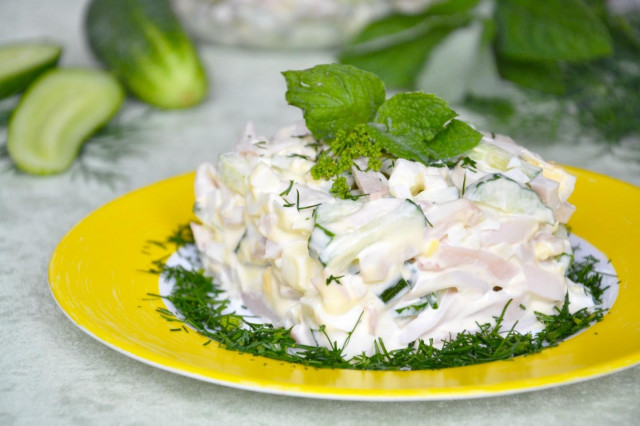 Салат кальмари з огірком свіжим і яйцем рецепт з фото покроково 