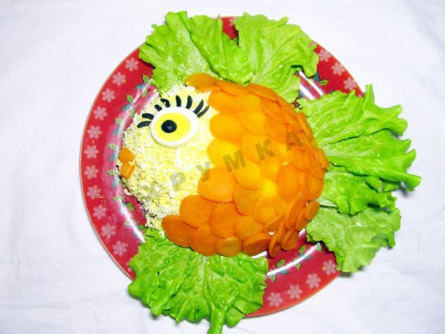 Салат з сьомгою Золота рибка рецепт з фото покроково і відео 