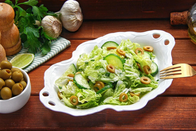 Салат огірки оливки рецепт з фото покроково 