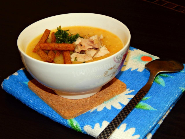 Гороховий суп пюре з копченостями рецепт з фото 