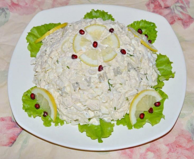 Салат з кальмарами куркою рецепт з фото покроково 