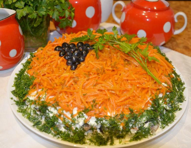 Салат Ізабелла з куркою і корейською морквою рецепт з фото покроково 