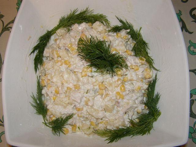 Салат з філе курки, ананаса, кукурудзи і рису рецепт з фото покроково 