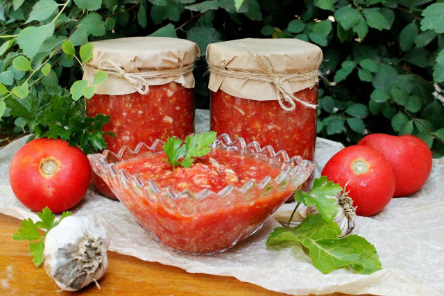 Вогник з помідорів і часнику з хроном на зиму рецепт з фото покроково і відео 