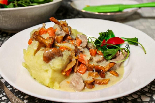 М'ясо у вершковому соусі з грибами на сковороді рецепт з фото покроково 