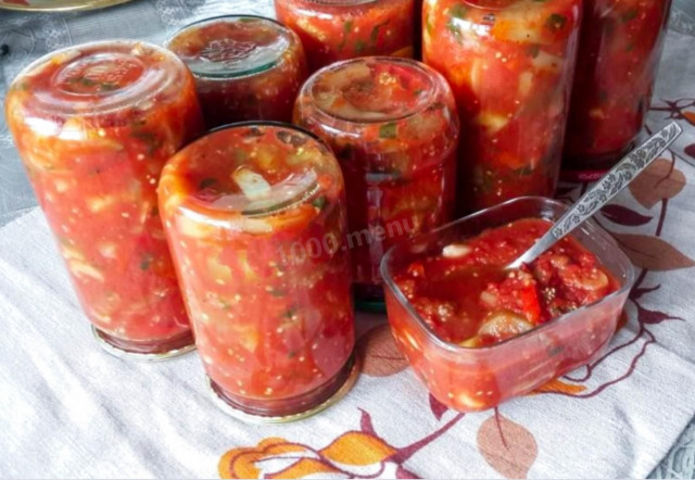 Салат з баклажанів перцю помідорів на зиму рецепт з фото покроково 