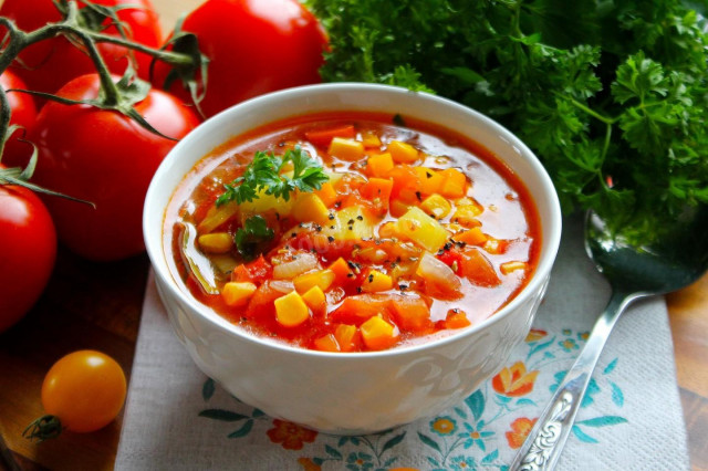 Овочевий суп з томатами і кукурудзою рецепт з фото покроково 