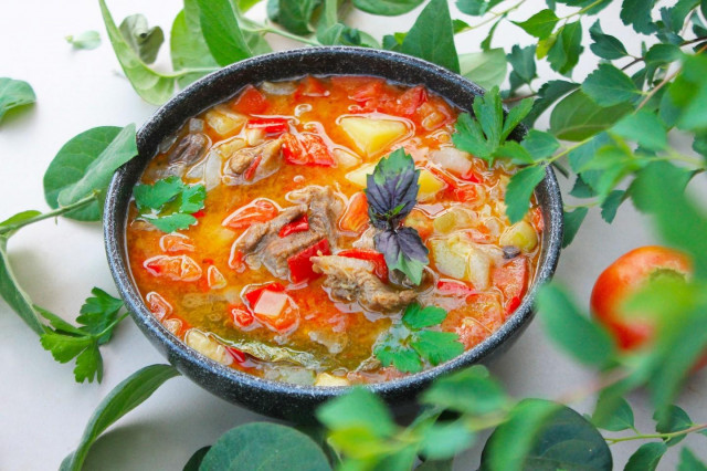 Густий суп з домашньої качки з овочами на багатті рецепт з фото покроково 
