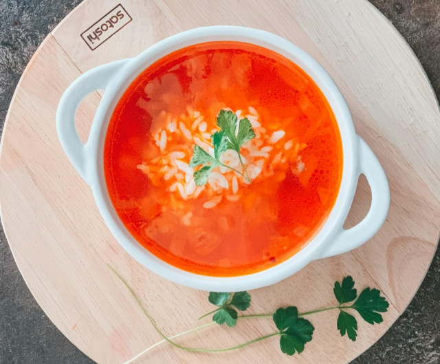 Гострий томатний суп з яловичини з кукурудзою, квасолею, соусом рецепт з фото покроково 