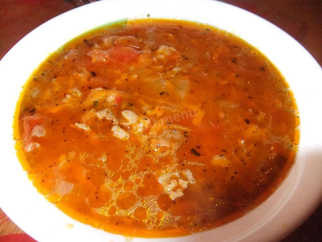 Суп харчо з томатною пастою і рисом і тушонкою рецепт з фото покроково 