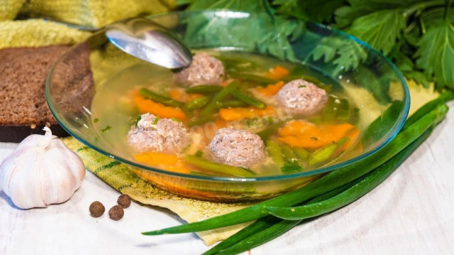 Літній квасолевий суп з фрикадельками зі свинячого фаршу рецепт з фото покроково і відео 