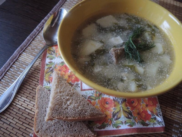 Зелений суп щавлевий на свинині з яйцями рецепт з фото крок за кроком 