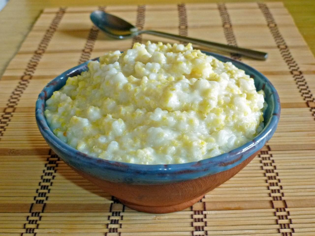Солодка каша пшенка рис на молоці з вершковим маслом рецепт з фото 