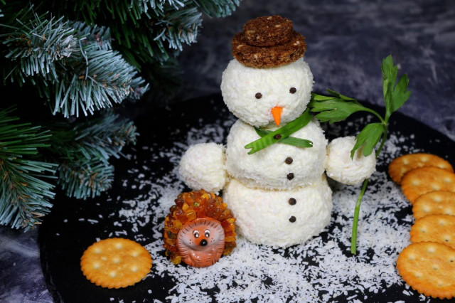 Новорічна закуска Сніговик рецепт з фото покроково і відео 