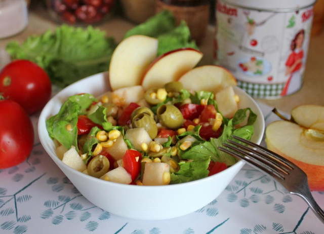 Салат з кукурудзою і яблуками рецепт з фото 