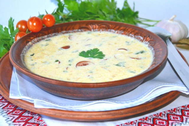 Сирний суп з копченими сосисками рецепт з фото покроково 